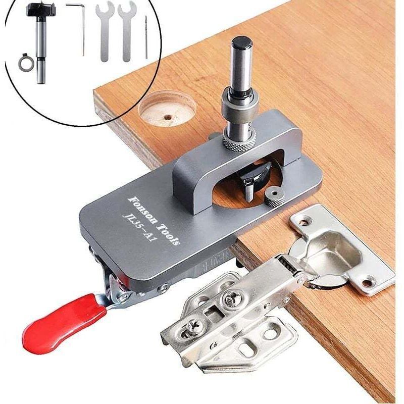 [NEVER USED] 35mm hinge template, door cabinet hinge template, concealed hinge template, hole punch, drilling guide locator for DIY woodworking.