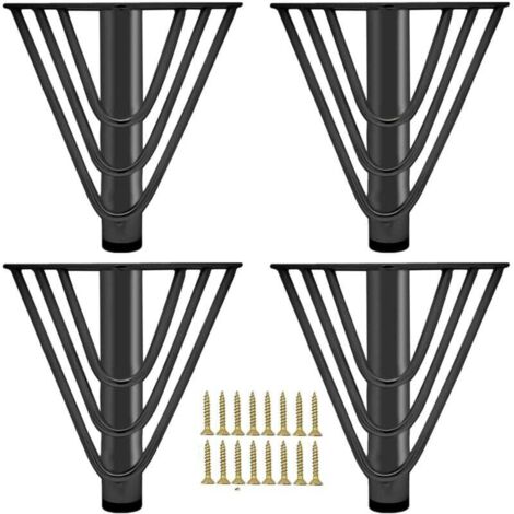 [NEVER USED] 4 pieces furniture feet metal cabinet feet black 15 cm table legs with screws furniture legs for TV cabinet sofa bed