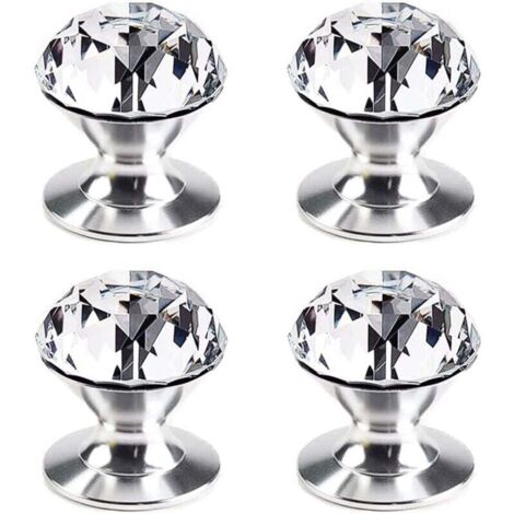 [NEVER USED] 4 Pieces Furniture Knobs Self-Adhesive Crystal Knobs Clear Handle for Cabinet Drawer Knobs