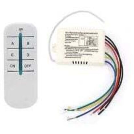 [NEVER USED] 4-way wireless remote control switch, 220 V, digital wall receiver, transmitter module, remote control, wall switch + transmitter receiver for lights