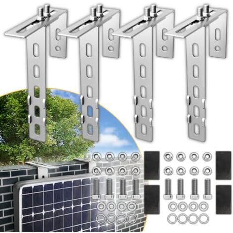 [NEVER USED] 4x balcony power plant bracket balcony with 3mm thickened stainless steel 304, adjustable balcony bracket for solar modules, solar module bracket balcony for square round railings, balcon