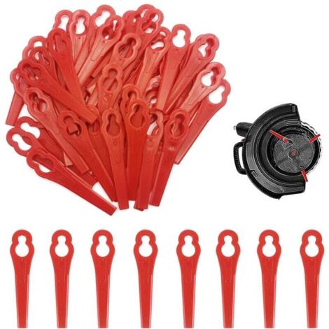[NEVER USED]  50 Pieces Replacement Plastic Blades for String Trimmers, Plastic Blades, Plastic Lawn Mower Blades, Red Plastic String Trimmer