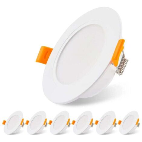 [NEVER USED] 6 Pack 230V 5W Ultra Flat LED Recessed Spotlight, Recessed Ceiling Light, 3000K LED Spotlight, Ceiling Spotlight, for Bathroom, Living Room, Kitchen, Bedroom, Aperture Diameter 75mm [Ener