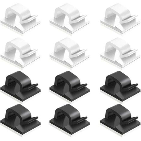 [NEVER USED] 60 Pieces Self-Adhesive Cable Clips, Plastic Cable Organizer, Cable Storage Management Clip for Home and Office – Black, White