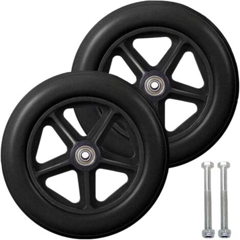 [NEVER USED] 8 Inch Front Caster, 2pcs Wheelchair Replacement Wheels, Non-Slip Solid Tire, 190mm Gray in Black, Wheels for Wheelchairs, Rollators, Walkers（Black）