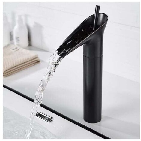 [NEVER USED] Black Bathroom Faucet, Waterfall Bathroom Faucet Retro Black Single Lever Basin Mixer Tap Bathroom Mixer Tap, Brass Countertop High Basin Hand Wash Basin Faucet Basin Faucet