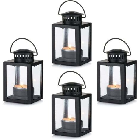 [NEVER USED] Candle Lanterns Garden Lanterns, 4 Pieces Hanging Small Tea Light Lanterns, Black Candle Holders for Indoor Outdoor Events