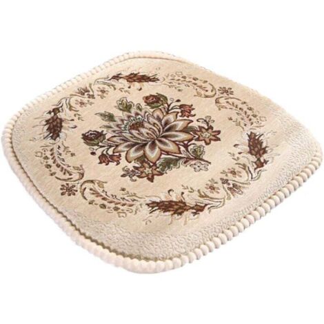 [NEVER USED] Chair Cushions, European Floral Embroidery Chair Pads with Tie, Washable Dining Chair Seat Cushion for Dining Room Living Room Kitchen Office Chair Decor (48 x 45cm)