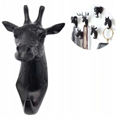 [NEVER USED] Coat Rack & Coat Hanger Towel Rack Wall Hook Animal Coat Rack Black Giraffe Key（