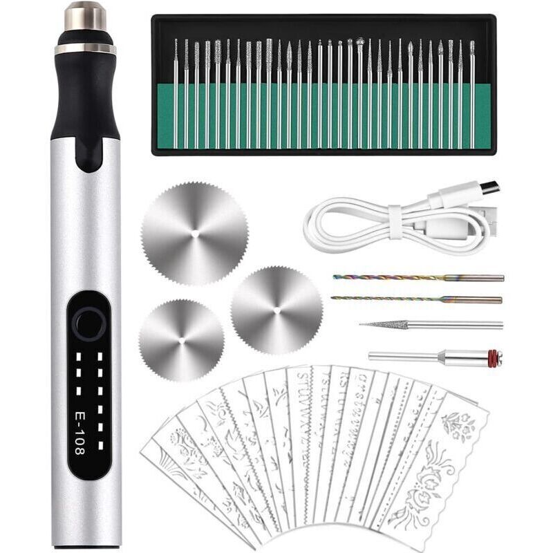 [NEVER USED] Electric Engraving Pen, Mini Electric Engraver DIY Engraving Tool, Mini USB Rechargeable Engraving Pen, Multifunctional Engraving Pen,