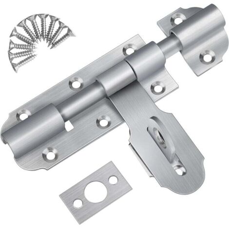 [NEVER USED] Exterior Door Bolt with Padlock Hasp, 135mm Stainless Steel Sliding Door Latch, Small Door Lock Hasp with Screws for Warehouse Garage Barn Gate Yard Door