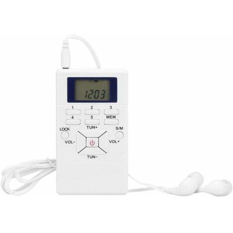 [NEVER USED] FM Pocket Radio - Mini Portable Radio Receiver LCD Display with Headphones - Personal Digital Tuning Walkman Radio for Walking Jogging Gym Camping