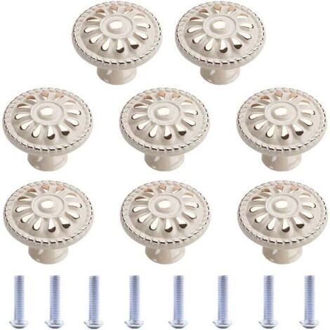 [NEVER USED] Furniture Knob, 8 Pieces, Round Drawer Pull, Cabinet Knobs, Drawer Knob, Furniture Handle, Kitchen Drawer Cabinet, Door Knobs, White Vintage Furniture Knob