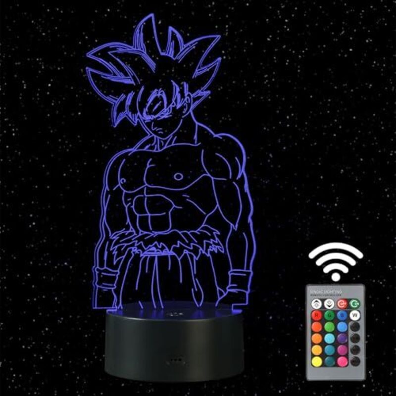 [NEVER USED] Goku 3D Night Light Lamp, 16 Colors, USB Rechargeable, Christmas Bedroom Decorations, Gift for Kids [Energy Efficiency Class G]