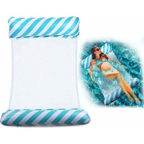 [NEVER USED] Inflatable Swimming Pool Hammock, Striped Inflatable Hammock, Floating Inflatable Mattress, Foldable Water Hammock, 4-in-1 Water Hammock, Best Summer Gifts for Adults and Kids