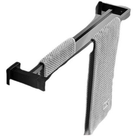 [NEVER USED] Matte Black Towel Double Bar Towel Holder Wall Mount Stainless Steel 2 Bars Bathroom Shelf Bathroom Accessories (Size: 40 cm)