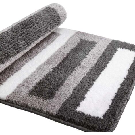 [NEVER USED] Non-Slip Bath Mat Kitchen Rug Fluffy Bathroom Rug Soft Microfiber Shower Mat, Quick Drying, Water Absorbent, Machine Washable-40 x 60cm（Grey）