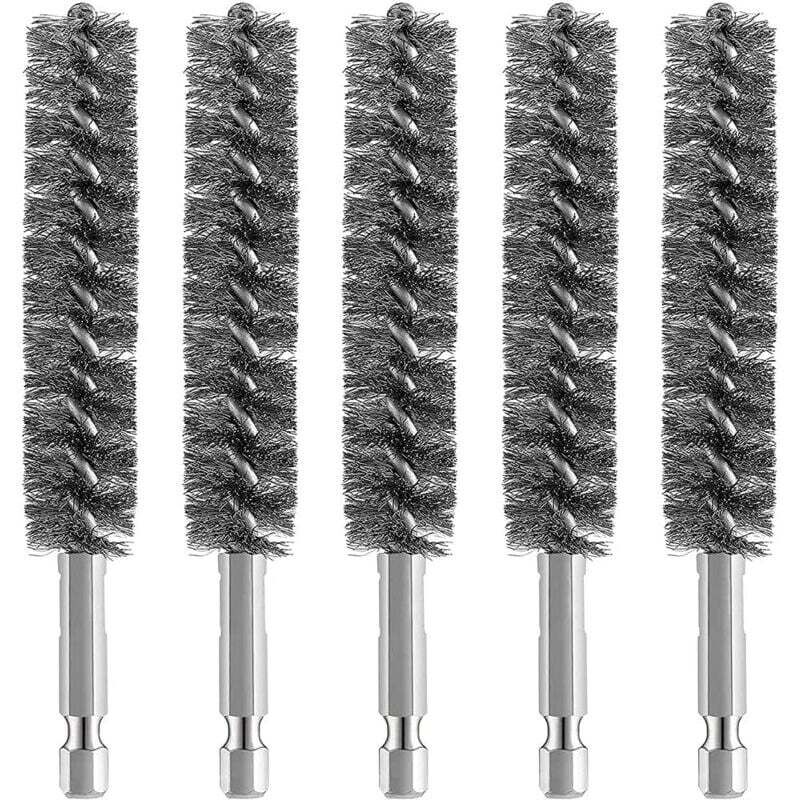 Odipie - never used] Pack of 5 stainless steel drill brushes, wire brush for drill cleaning, wire brush, stainless steel brush with hexagonal shaft