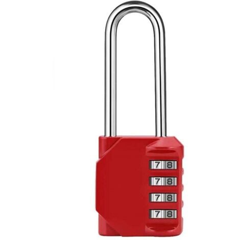 [NEVER USED] Padlock Combination Lock with Shackle Long 4 Digit Combination Lock for School Gym Locker Garage Red