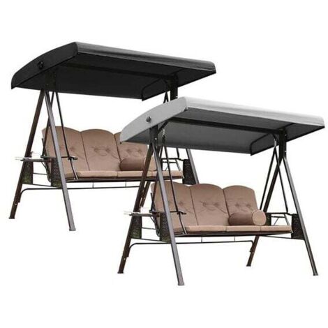 [NEVER USED] Patio Swing Replacement Canopy, 190 x 120 cm, Waterproof Oxford Silver Coating, for Garden, Patio, Backyard, Park, Porch (Gray + Black)