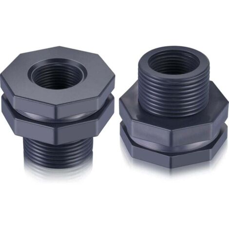 [NEVER USED] pieces of PVC bulkhead fittings for rain barrels, aquariums, water tanks (3/4 inch).