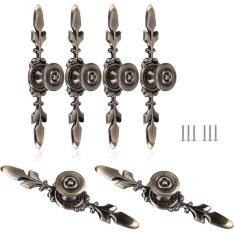 [NEVER USED] Pieces of vintage style zinc alloy drawer handles, antique pull handles, furniture pull knob, drawer, cabinet, wardrobe with screws, decorate drawer, dresser etc.