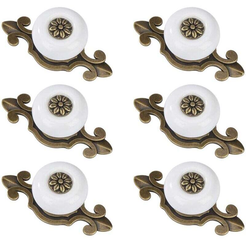 Never used] pieces round drawer knobs ceramic vintage furniture handle with screws - white