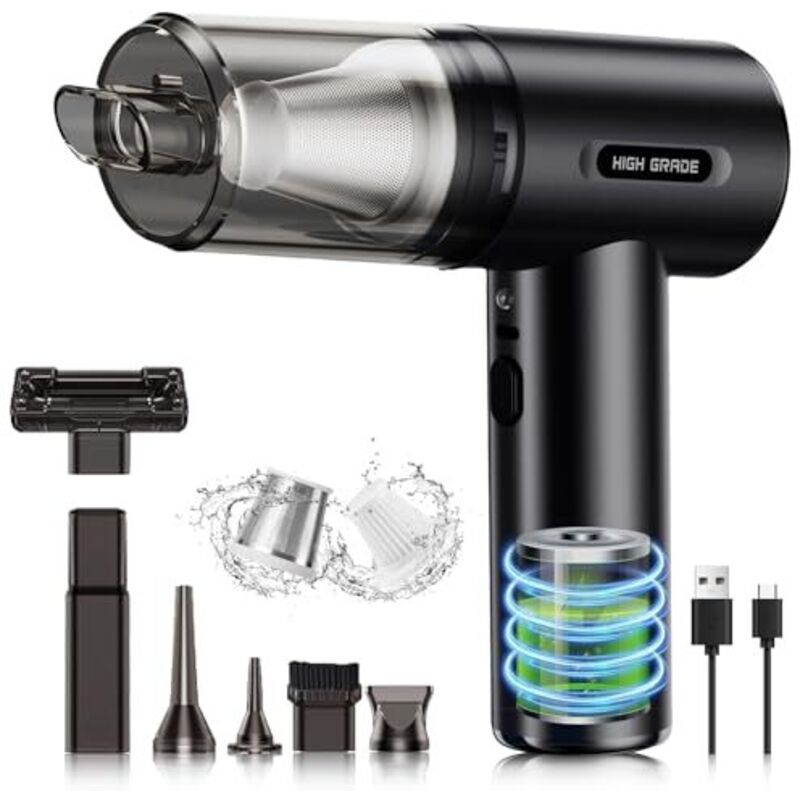 [NEVER USED] Powerful Car Vacuum Cleaner, 2000PA Cordless Handheld Vacuum Cleaner, 4-in-1 Handheld Vacuum Cleaner, Double Filtration, Lightweight and