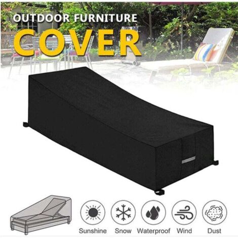 [NEVER USED] Promotional Waterproof, Windproof, UV Protection, 210D Oxford Fabric Sun Lounger Cover (210 x 75 x 40/80 cm) – Black