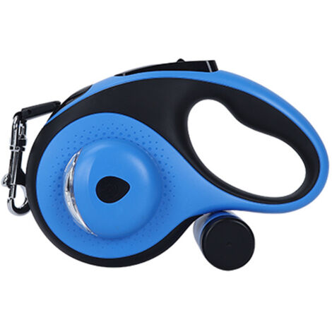 [NEVER USED] Retractable Dog Lead 8m 26FT for Medium Large Dogs up to 50kg 110lbs - Heavy Duty Extendable Dog Lead with Chew-Proof Cable, LED Light, Poop Bag Dispenser, One-Hand Brake Blue