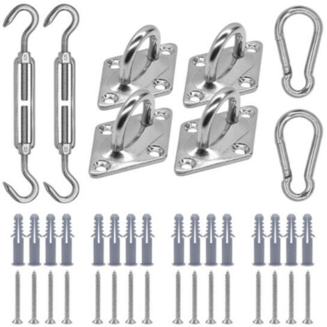 [NEVER USED] Shade Sail Mounting Kit, Sun Sail Mounting Kit, Shade Cloth Mounting, Triangle and Square, Rectangle Mounting, Marine Grade 316 Stainless Steel (M5 24-Pcs)