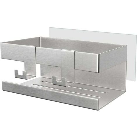[NEVER USED] Shower shelf without drilling, bathroom shower shelf, self-adhesive shower soap holder, shower holder, stainless steel shower storage, shower accessories with 2 hooks, rust-proof shower b