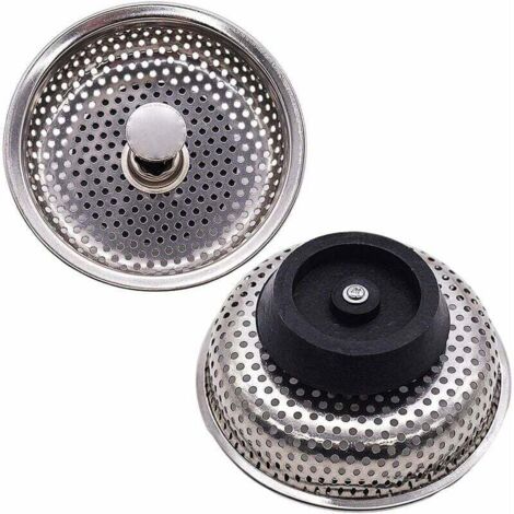 [NEVER USED] Sink Strainer, Stainless Steel Drain Plug, Sink Stopper Hole Strainer for Kitchen Sink Replacement Parts Diameter 85mm（2Pcs）