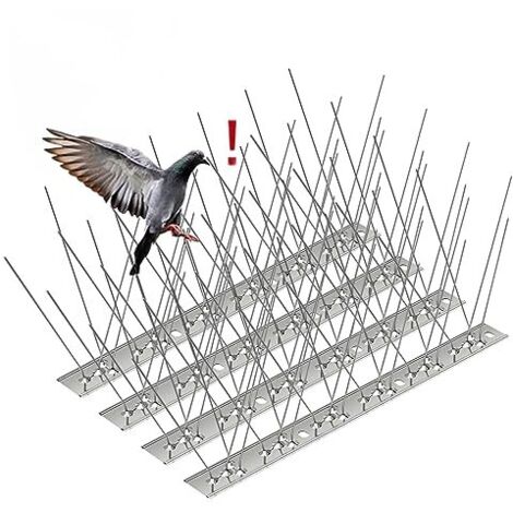 [NEVER USED] Stainless Steel Anti-Pigeon Spike 1 Meter, Pack of 4 Anti-Bird Spikes to Scare Pigeons, Crows, Sparrows, Cats, Animal Friendly Anti-Bird Spike