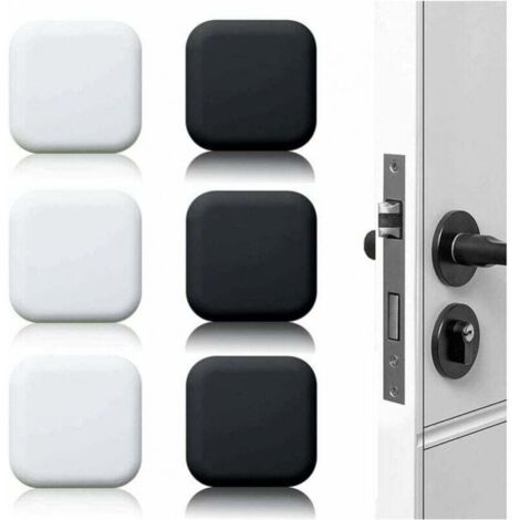 [NEVER USED] Wall Door Stops, Large, Pack of 6, Self-Adhesive Rubber Door Buffer, White/Black, 45 mm x 45 mm, Door Handle Buffer, Wall Buffer for Door Handles Against Door Stops