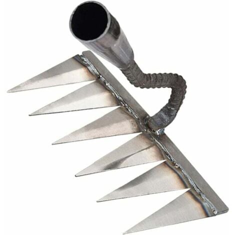 [NEVER USED] Weed rake, garden rake with 6 teeth, leaf rake, carbon steel rake, lawn rake, reed rake, robust broom rake, for weeding, loosening, sowing