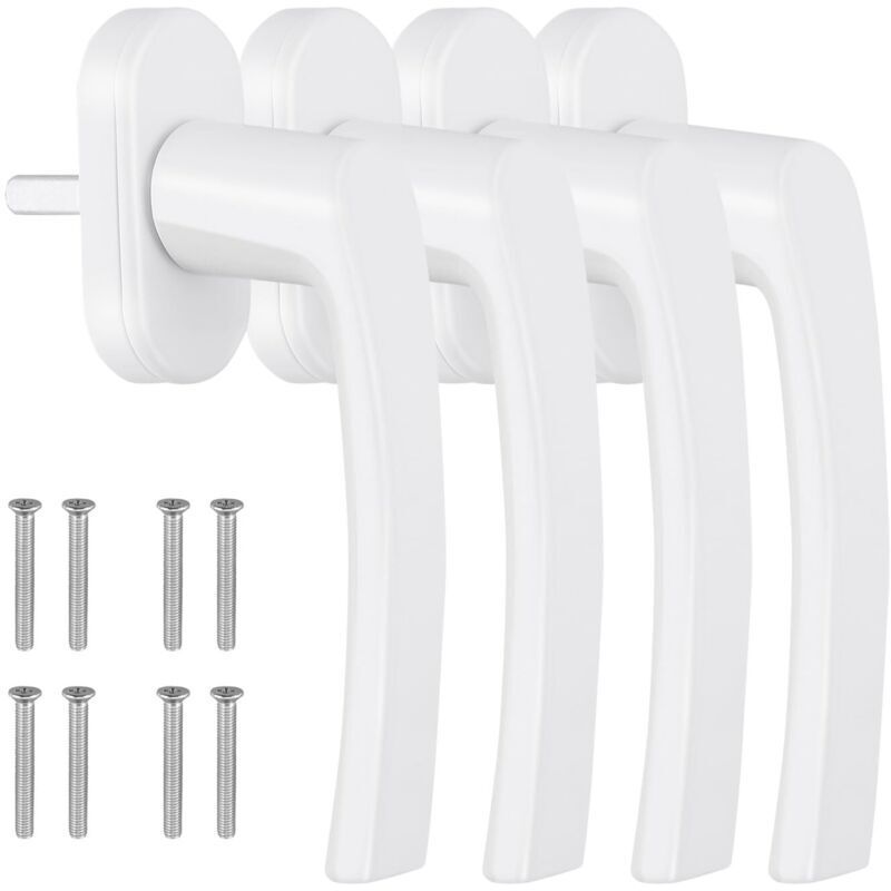 [NEVER USED] White window handles, set of 4, aluminum window lock, patio door handle without locking cylinder, 35 mm pin length, door handles with