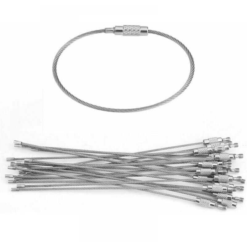 Odipie - never used] Wire keychain, stainless steel cable key ring, cable loop rings with gaskets, 20 pieces, 304 stainless steel, 1.5 x 15 cm