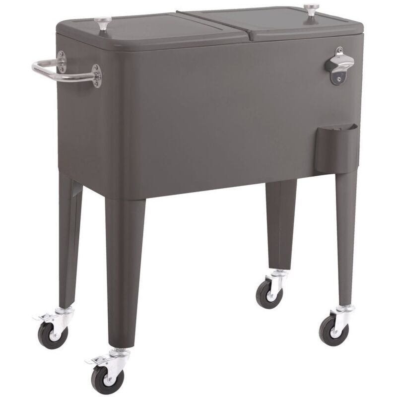 

Nevera Fresh de metal gris para jardín con porta hielo de 80x43x74 cm