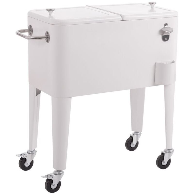 

Nevera Fresh de metal blanca para jardín con porta hielo de80x43x74 cm