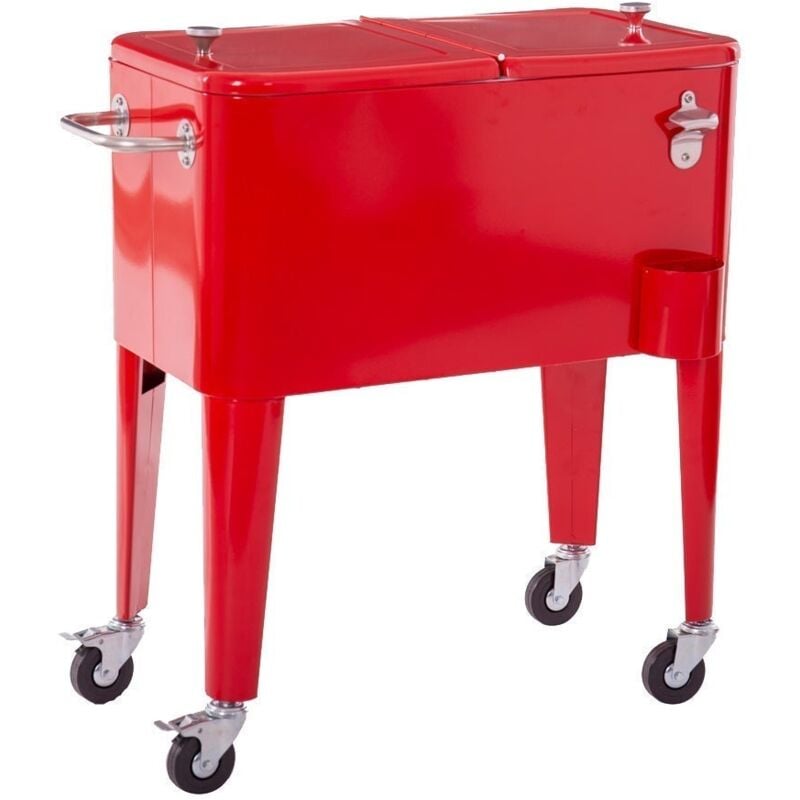 

Nevera Fresh de metal roja para jardín con porta hielo de 74x43x80 cm