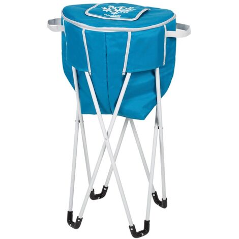 Nevera plegable azul Aktive con soporte gris para camping