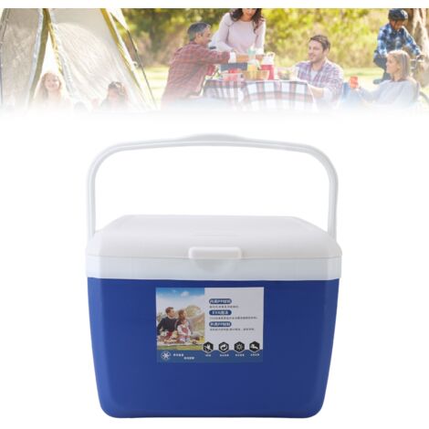Nevera portátil impermeable y aislada de 13 litros para llevar a todas partes: ideal para acampar, picnics, barbacoas y pesca con asa de transporte color azul.