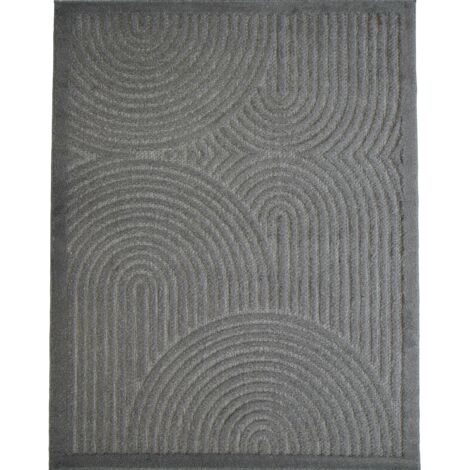 NEW AGE DECO - Tapis arc en ciel en relief gris 160x220