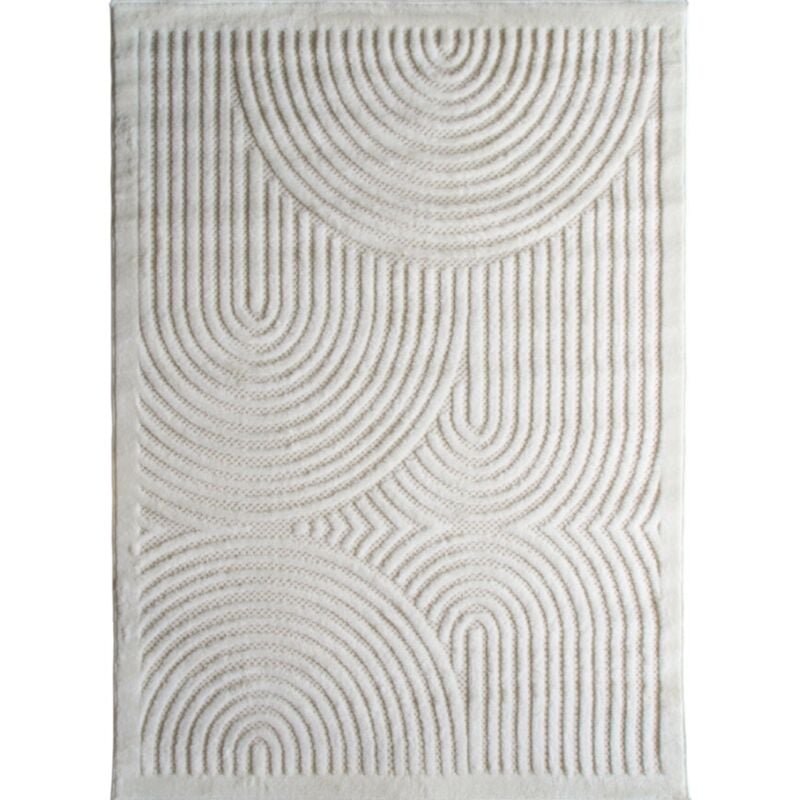 Thedecofactory - new age deco - Tapis à relief arc en ciel crème 80x200