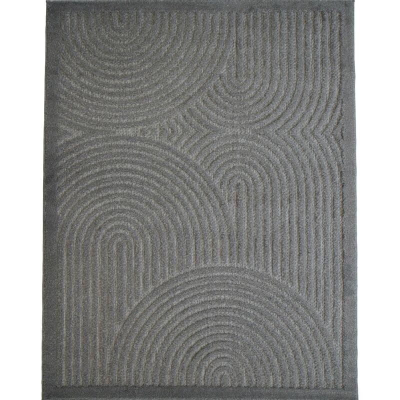 NEW AGE DECO - Tapis à relief arc en relief gris 120x170