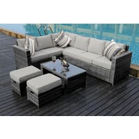 Garden Furniture New Conservatory Modular 8 Seater Rattan Corner Grey Sofa Set Garden Furniture