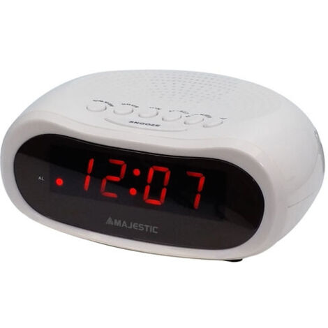 New Majestic Sveglia Digitale SVE-232 Bianca LED con Snooze e Controllo Luminosità