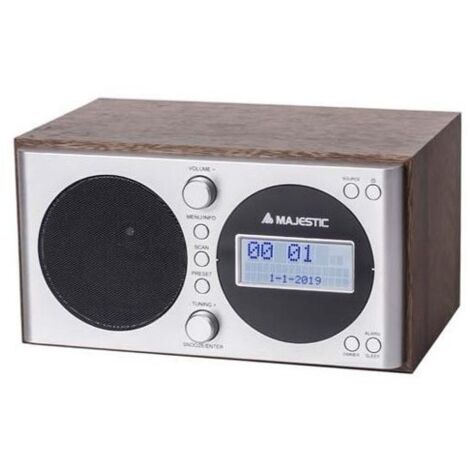 New Majestic WR-162 DAB Radiosveglia Digitale Argento Legno