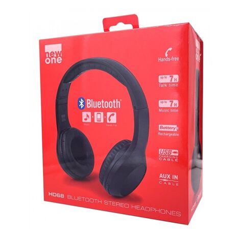 New-One Casque audio HD 68 Sans fil Bluetooth Noir